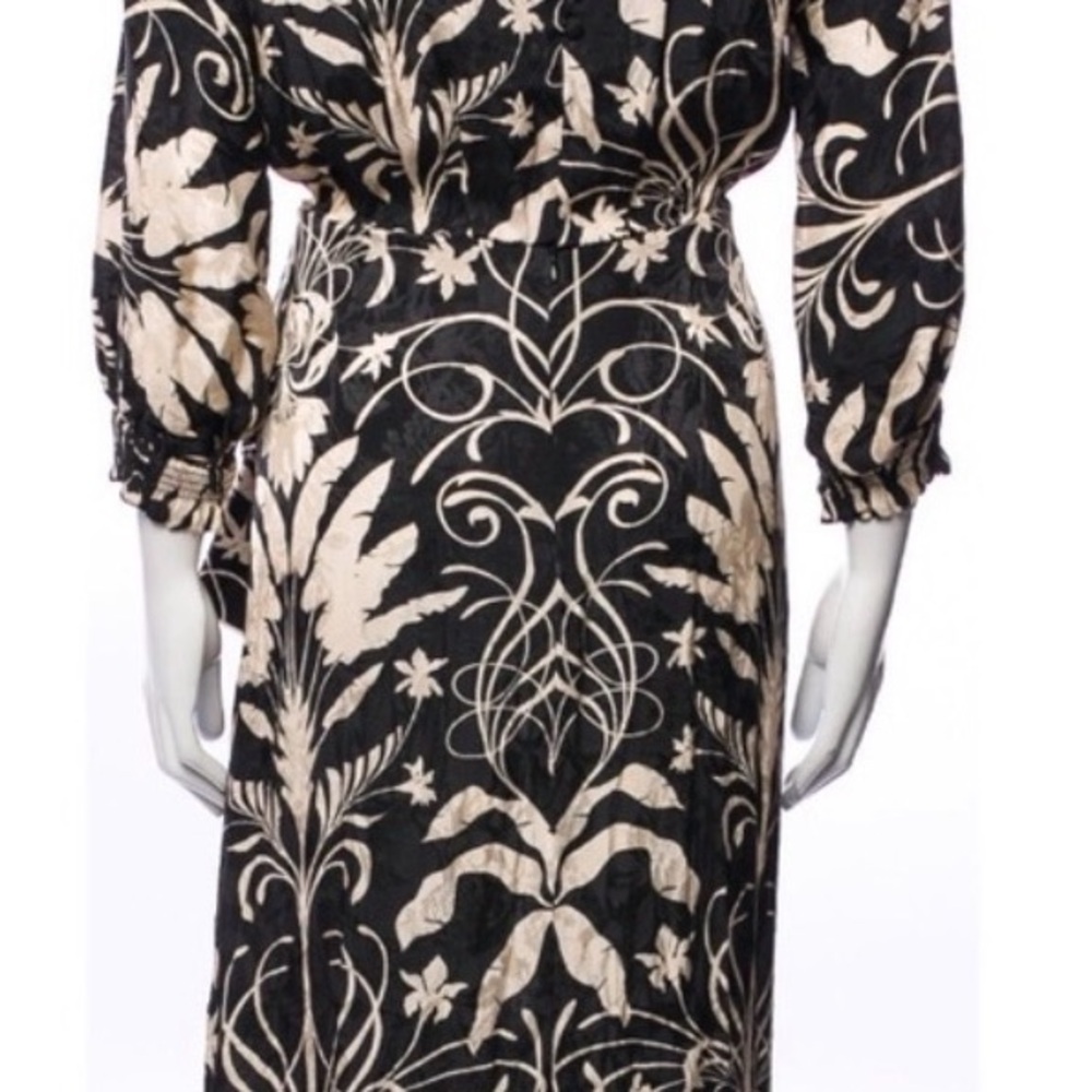 Johanna Ortiz Black / Cream Midi Dress boho - Picture 8 of 9